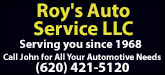 Roy's Auto Service LLC Sponsorship Banner